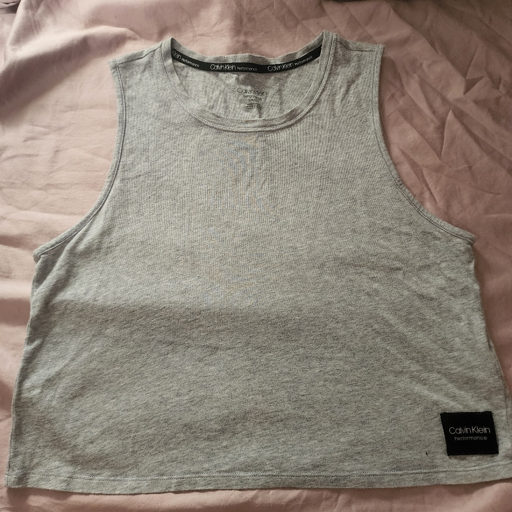 Calvin Klein Performance Gray Boxy Crop Muscle Tee